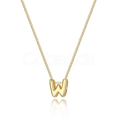Brass Initial Pendant Box Chain Necklaces for Women FS-WG5C822-23-1
