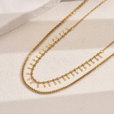 201 Stainless Steel Geometric Double-layer Collarbone Necklaces FY0428-1