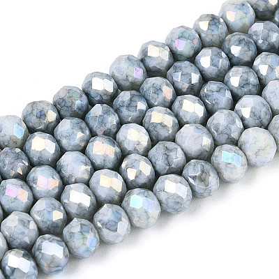 Anti-Tarnish Electroplate Rondelle Glass Beads Strands EGLA-T021-4mm-17-10-1