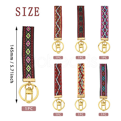 7Pcs Vintage Polyester Ribbon Keychain KEYC-TAC00047-1