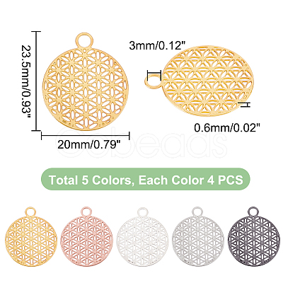 20Pcs 5 Colors Brass Pendants KK-HY0001-47-1