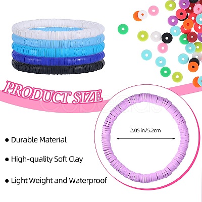 30Pcs 15 Colors Polymer Clay Heishi Surfer Stretch Bracelets Set BJEW-SW00134-1