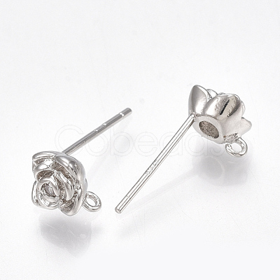 Brass Cubic Zirconia Stud Earring Findings X-KK-S350-012P-1