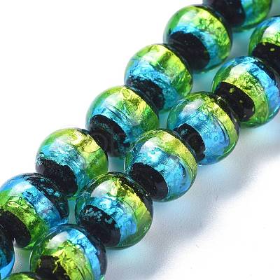 Handmade Silver Foil Lampwork Beads FOIL-K001-02B-8mm-1
