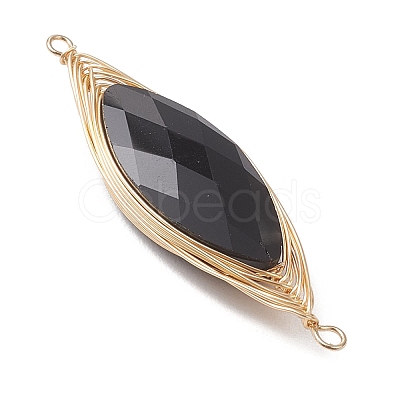 Faceted Glass Horse Eye Links Connector Charms PALLOY-JF04803-1