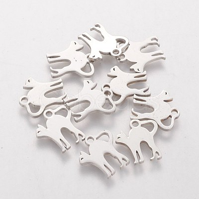 Tarnish Resistant 304 Stainless Steel Kitten Charms STAS-Q201-T155-1