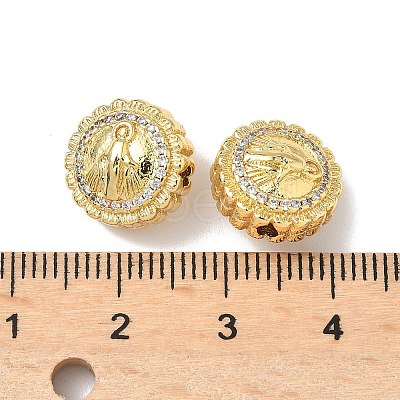 Brass Micro Pave Cubic Zirconia Beads KK-Q068-44G-1
