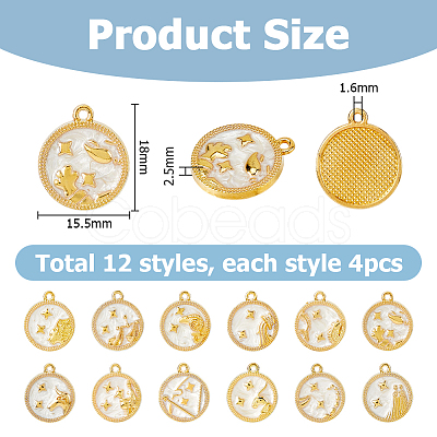 48Pcs 12 Styles Alloy Enamel Pendants FIND-HS0002-50G-1