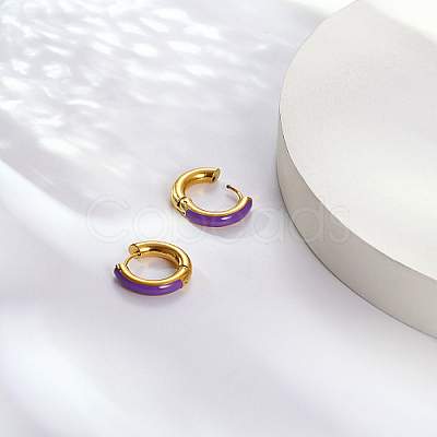 Real 18K Gold Plated 304 Stainless Steel Hoop Earrings UA1409-2-1