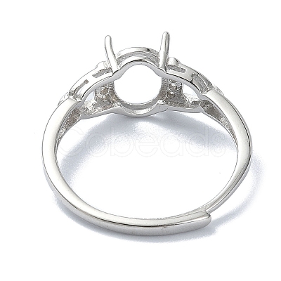 Adjustable 925 Sterling Silver 4 Prongs Ring Settings STER-K179-26P-1