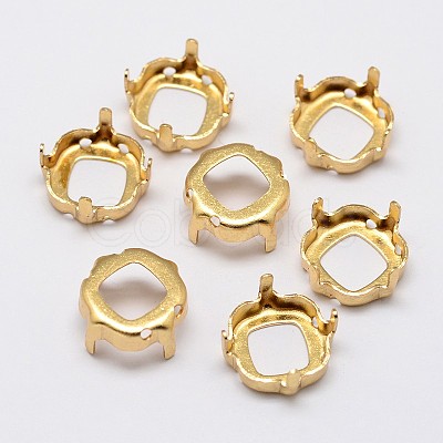 Square Brass Rhinestone Claw Settings KK-M166-03-10x10-1