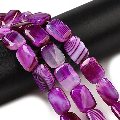 Natural Striped Agate/Banded Agate Beads Strands G-B137-B01-01H-1