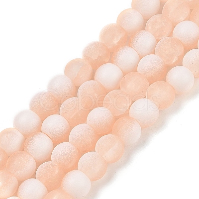 Frosted Crackle Glass Beads Strands GLAA-U001-6mm-M05-1