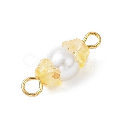 Baking Paint Pearlized Glass Pearl & Acrylic Flower Connector Charms PALLOY-JF04299-02-1