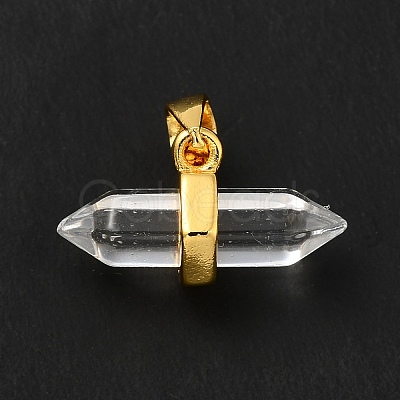 Natural Quartz Crystal Double Terminal Pointed Pendants G-P481-01G-11-1