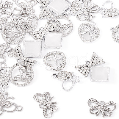 24Pcs 6 Styles Alloy Crystal Rhinestone Pendants FIND-TA0006-20P-1
