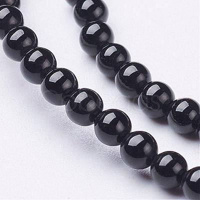 Natural Black Onyx Round Beads Strands GSR3mmC097-1