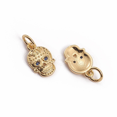 Golden Plated Brass Micro Pave Cubic Zirconia Charms ZIRC-L091-038B-1