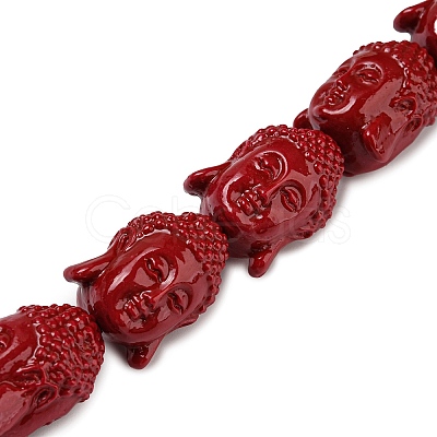 Dyed Synthetical Coral Buddha Head Beads Strands CORA-L008-01-1