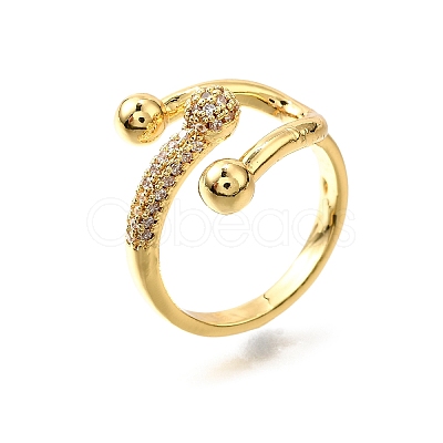 Brass Micro Pave Cubic Zirconia Cuff Rings LS-RJEW-D308-03G-D-1