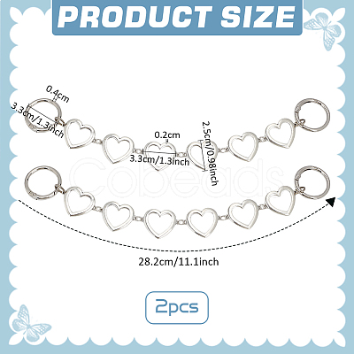 2Pcs Alloy Heart Boot Strap Chains FIND-FG0003-66-1