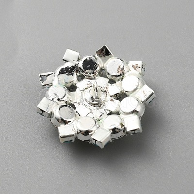 1-Hole Alloy Rhinestone Shank Buttons BUTT-WH0020-35A-1