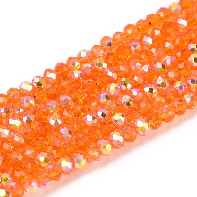 AB Color Plated Transparent Glass Rondelle Beads Strands EGLA-T029-2mm-10I-1