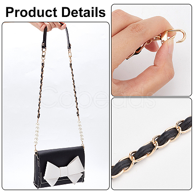 WADORN 3Pcs 2 Style PU Leather Shoulder Strap & ABS Plastic Imitation Pearl Bag Chain Straps FIND-WR0009-24-1