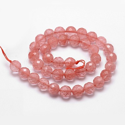 Cherry Quartz Glass Beads Strands X-G-D840-43-6mm-1