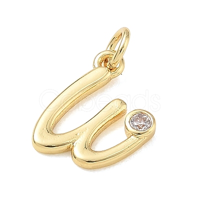 Brass Micro Pave Clear Cubic Zirconia Charms KK-D289-66G-W-1