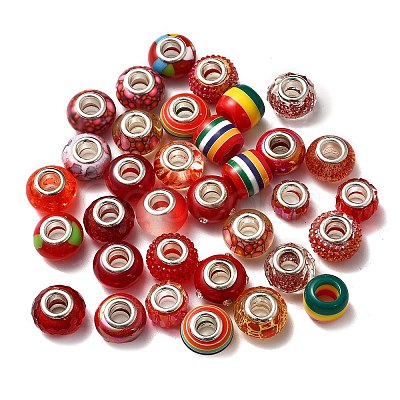 Acrylic & Resin & Polymer Clay Rhinestone European Beads FPDL-NB0001-05-1