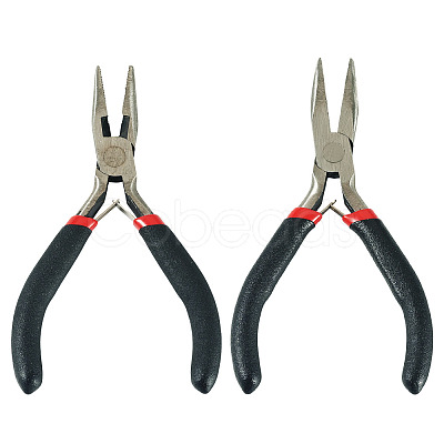 2Pcs 2 Styles Carbon Steel Chain Nose Pliers for Jewelry Making Supplies TOOL-TADJ0001-07-1