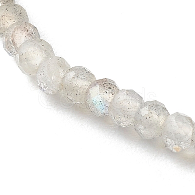 Faceted Rondelle Natural Labradorite Beads Stretch Bracelets BJEW-JB06383-09-1
