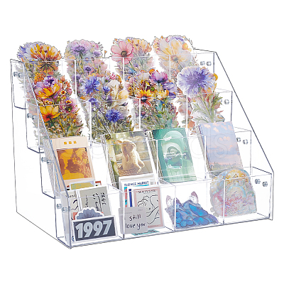4-Tier Plastic Card Display Riser Stands ODIS-WH0030-236-1