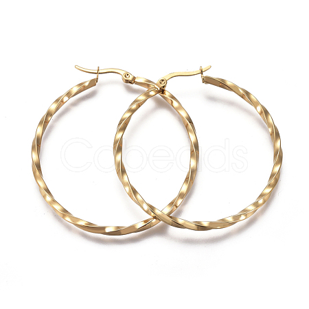201 Stainless Steel Hoop Earrings EJEW-A054-06D-G-1