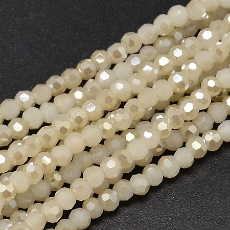 Faceted Round Half Rainbow Plated Imitation Jade Electroplate Glass Beads Strands X-EGLA-J130-HR04-1