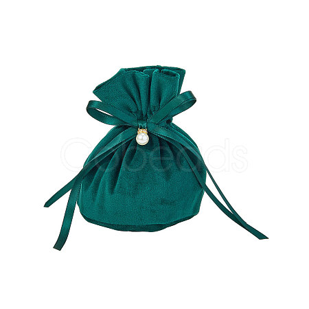 Velvet Jewelry Bags with Drawstring & Plastic Imitation Pearl TP-CJC0001-03B-1