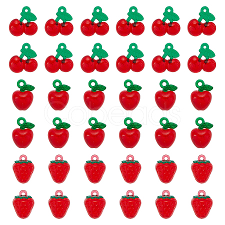 36Pcs 3 Styles Acrylic Imitation Fruit Pendants MACR-UN0001-08-1