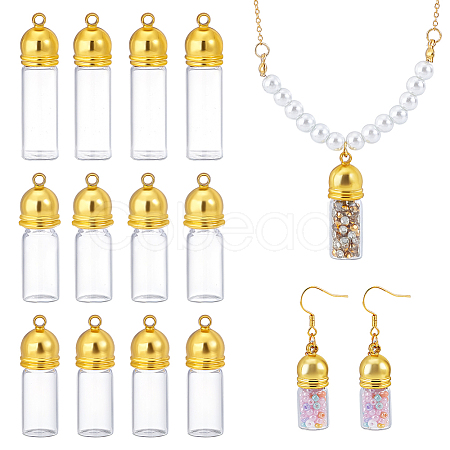 12Pcs 3 Styles Clear Glass Wish Bottle Pendants FIND-PH0024-30G-1