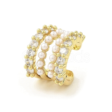 Rack Plating Brass Micro Pave Cubic Zirconia Cuff Earring EJEW-H117-10G-1