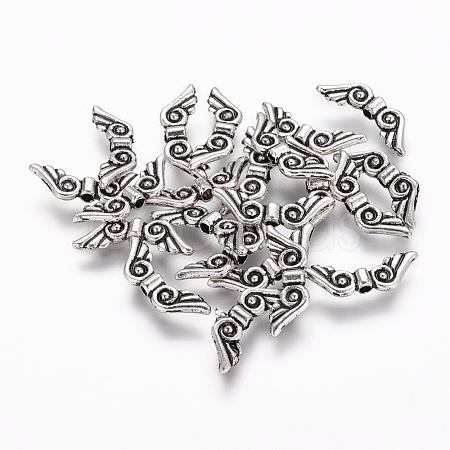 Tibetan Style Alloy Angel Wing Beads TIBEB-4999-AS-NR-1