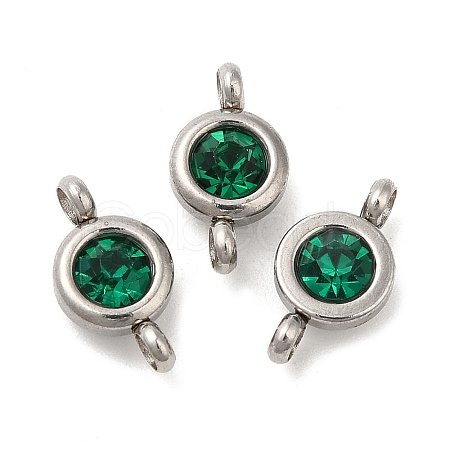 304 Stainless Steel Single Rhinestone Connector Charms STAS-E194-13P-07-1