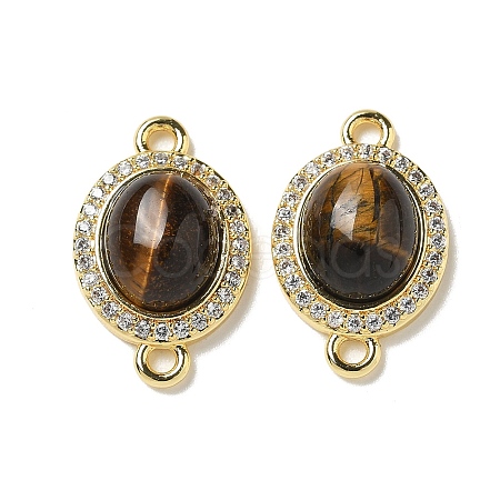 Brass Micro Pave Clear Cubic Zirconia Connector Charms KK-R210-23G-1