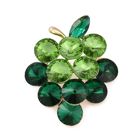 Fruit Zinc Alloy Rhinestone Brooches for Backpack Clothes JEWB-R068-02C-G-1