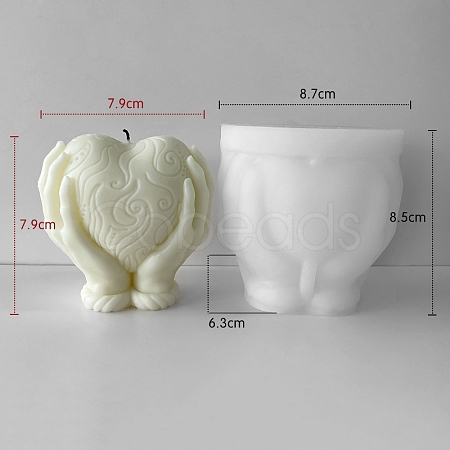 Heart with Hand Silicone Candle Holder Statue Molds PW-WG37014-01-1