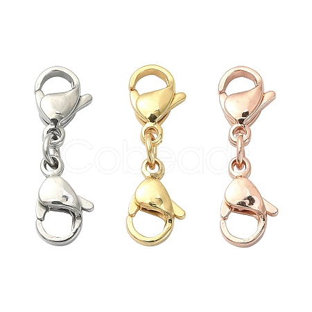 3Pcs 3 Colors 304 Stainless Steel Double Lobster Claw Clasps STAS-YW0001-52A-1