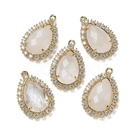Natural Quartz Crystal Faceted Teardrop Pendants G-I375-01G-06-1