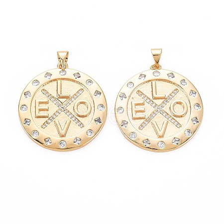 Brass Micro Pave Clear Cubic Zirconia Pendants KK-S364-111-1