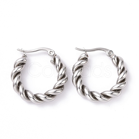 Non-Tarnish 304 Stainless Steel Twist Rope Hoop Earrings for Women Hand Polished EJEW-G298-07B-P-1