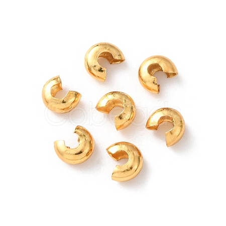Brass Crimp Bead Cover KK-C157-60G-1